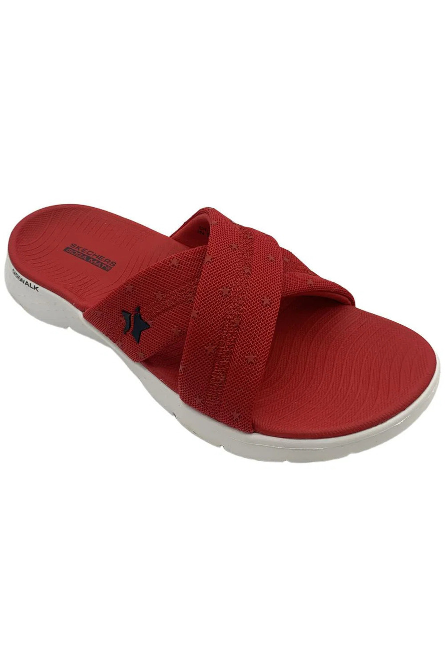 Skechers Women's Go Walk Flex Americana Slide Sandals Red - Medium